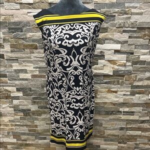 Jessica Howard Black and White Dress with Yellow Trim